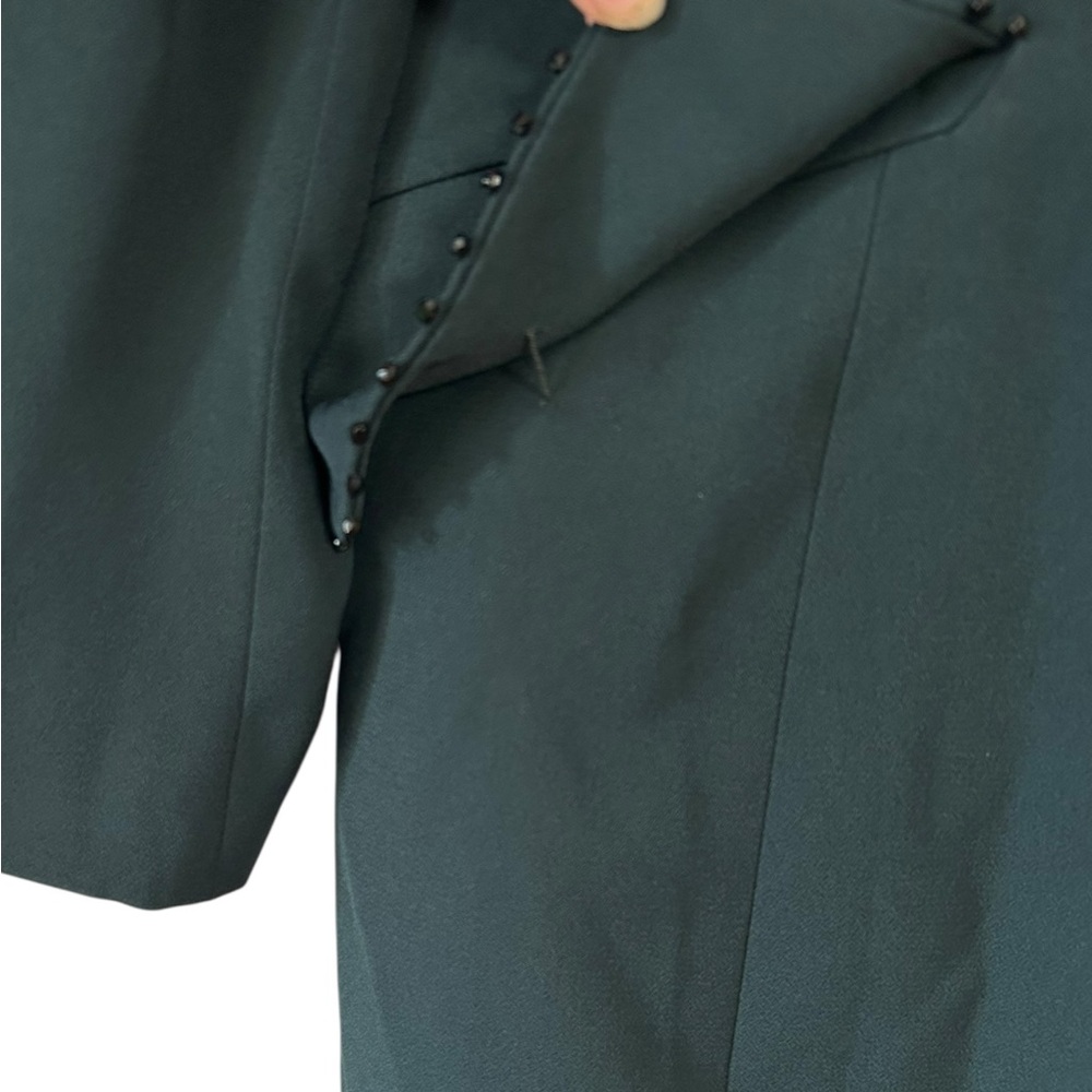 Sunny Choi Vintage Emerald Greed Beaded Sequin Accent Longline Button Blazer 14 - Picture 5 of 7